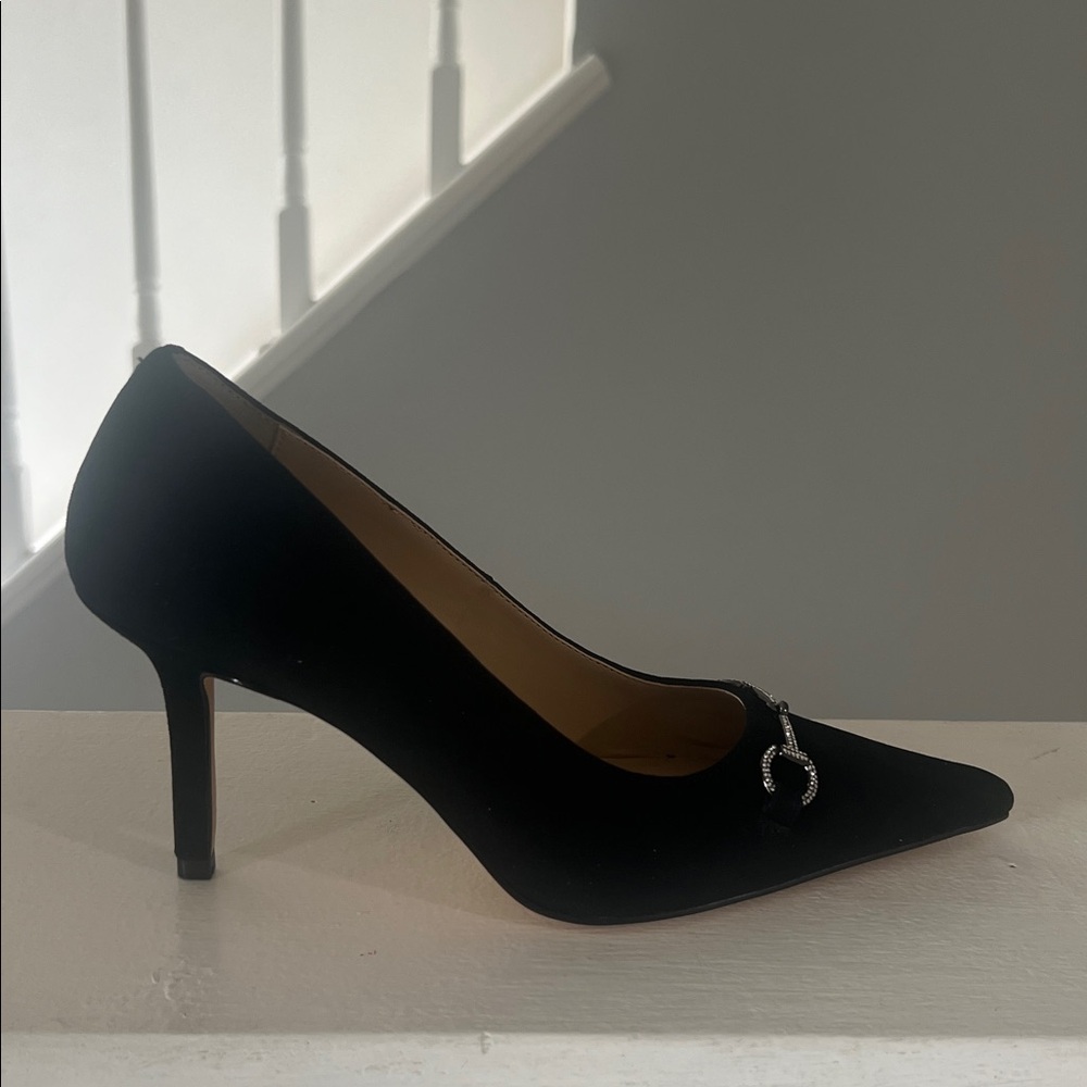 Ann Taylor Black Heels with Silver Accent